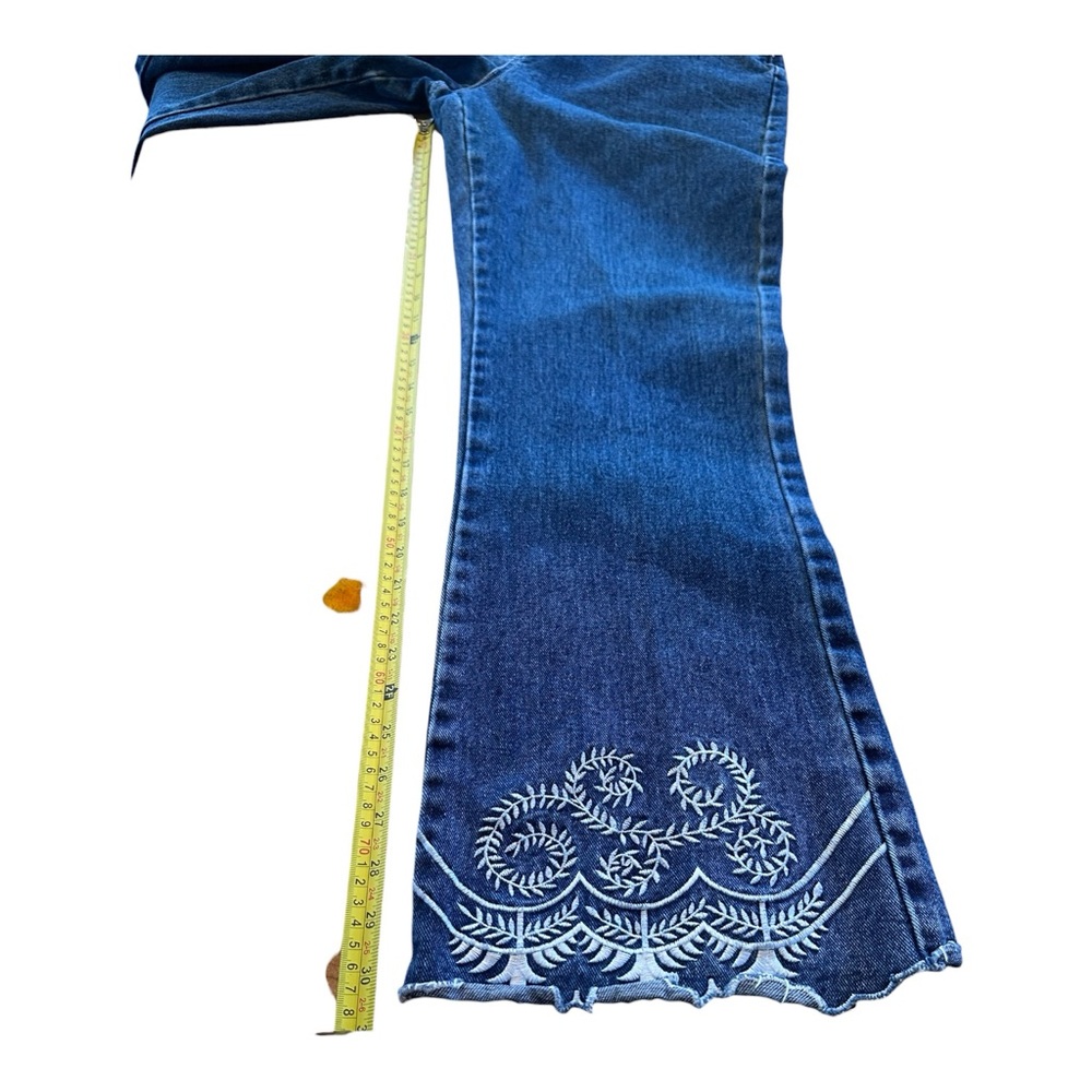 REVOLT Y2K Boho Embroidered Hem Wide Leg Jeans High Rise 32x30 Size 14 Hippie - Picture 8 of 14